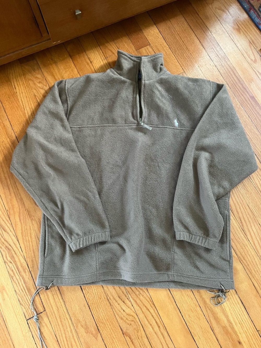 Vintage Ralph lauren Sweater Men's Large Olive Quarter Zip Fleece USA 90s